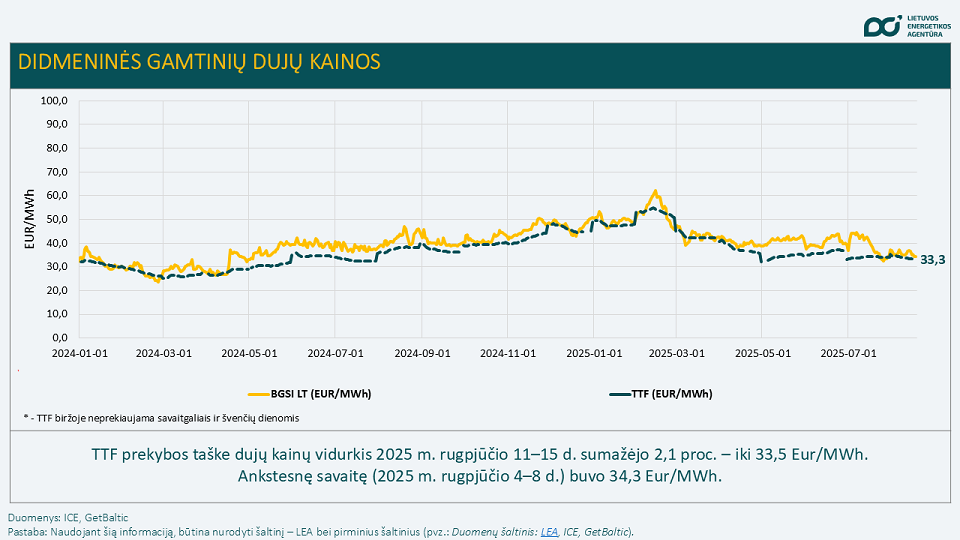dujų kainos