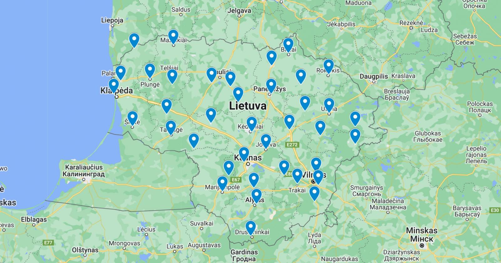 Lietuvos „ruonių“ ekečių žemėlapis
