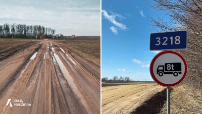 Įvedami laikini krovininio transporto eismo ribojimai žvyrkeliuose